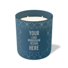 Customized cobalt, geo lines pattern Wild Journey 12 oz Studio luxury candle with laser etched logo or design