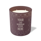 Customized velvet plum, geo lines pattern Wild Journey 12 oz Studio luxury candle with laser etched logo or design
