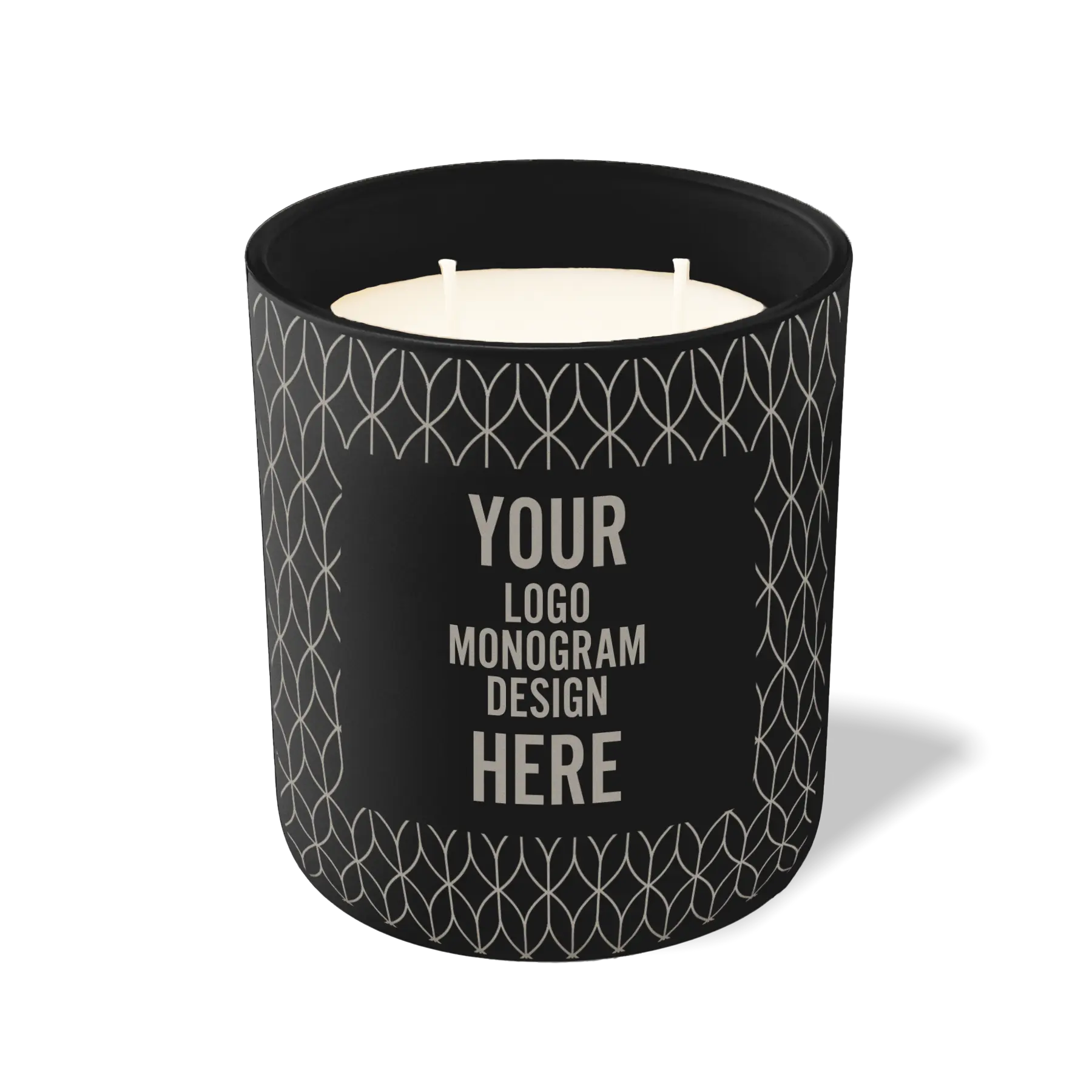 Customized black, wheat pattern Wild Journey 12 oz Studio luxury candle with laser etched logo or design