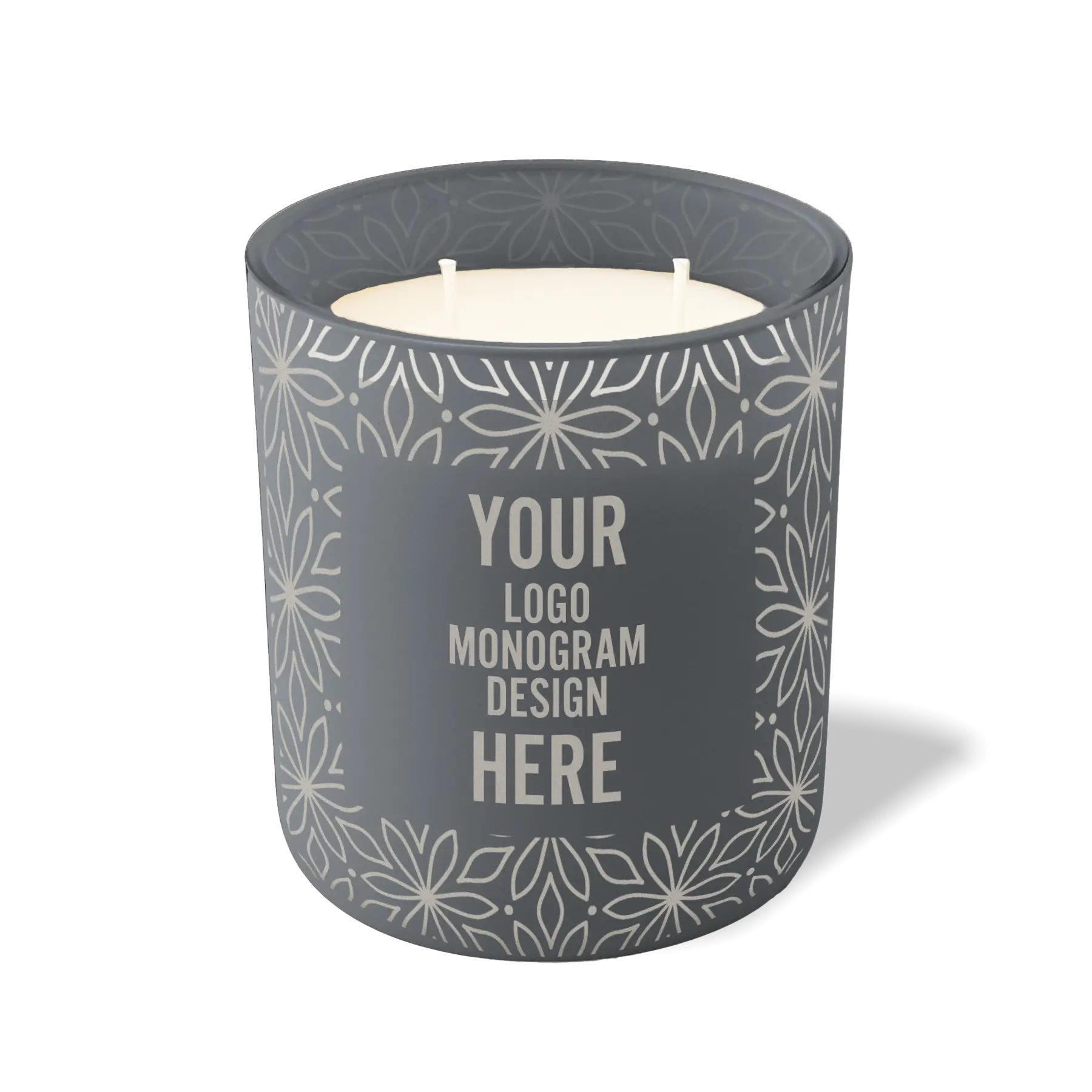 Customized graphite, petals pattern Wild Journey 12 oz Studio luxury candle with laser etched logo or design