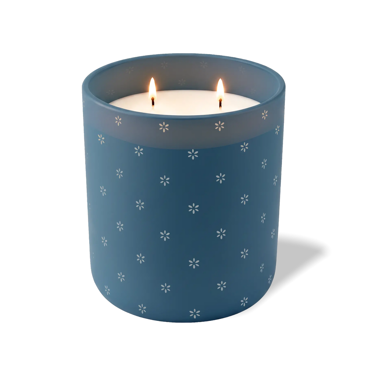 Customized cobalt, spaced flower pattern Wild Journey 12 oz Studio luxury candle with laser etched logo or design