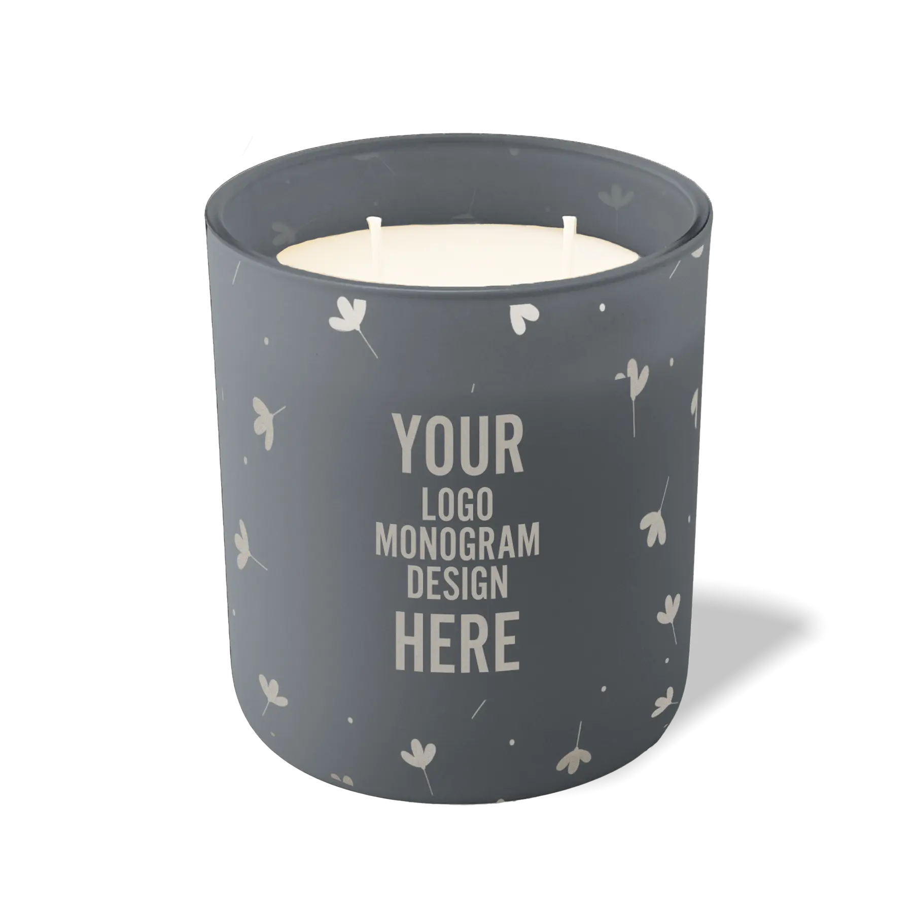 Customized graphite, floating flower pattern Wild Journey 12 oz Studio luxury candle with laser etched logo or design