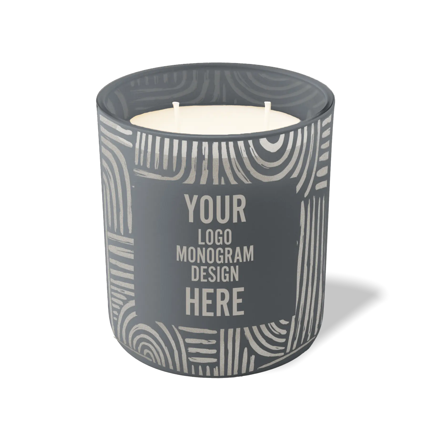 Customized graphite, poolside pattern Wild Journey 12 oz Studio luxury candle with laser etched logo or design
