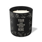 Customized black, leafy branch pattern Wild Journey 12 oz Studio luxury candle with laser etched logo or design