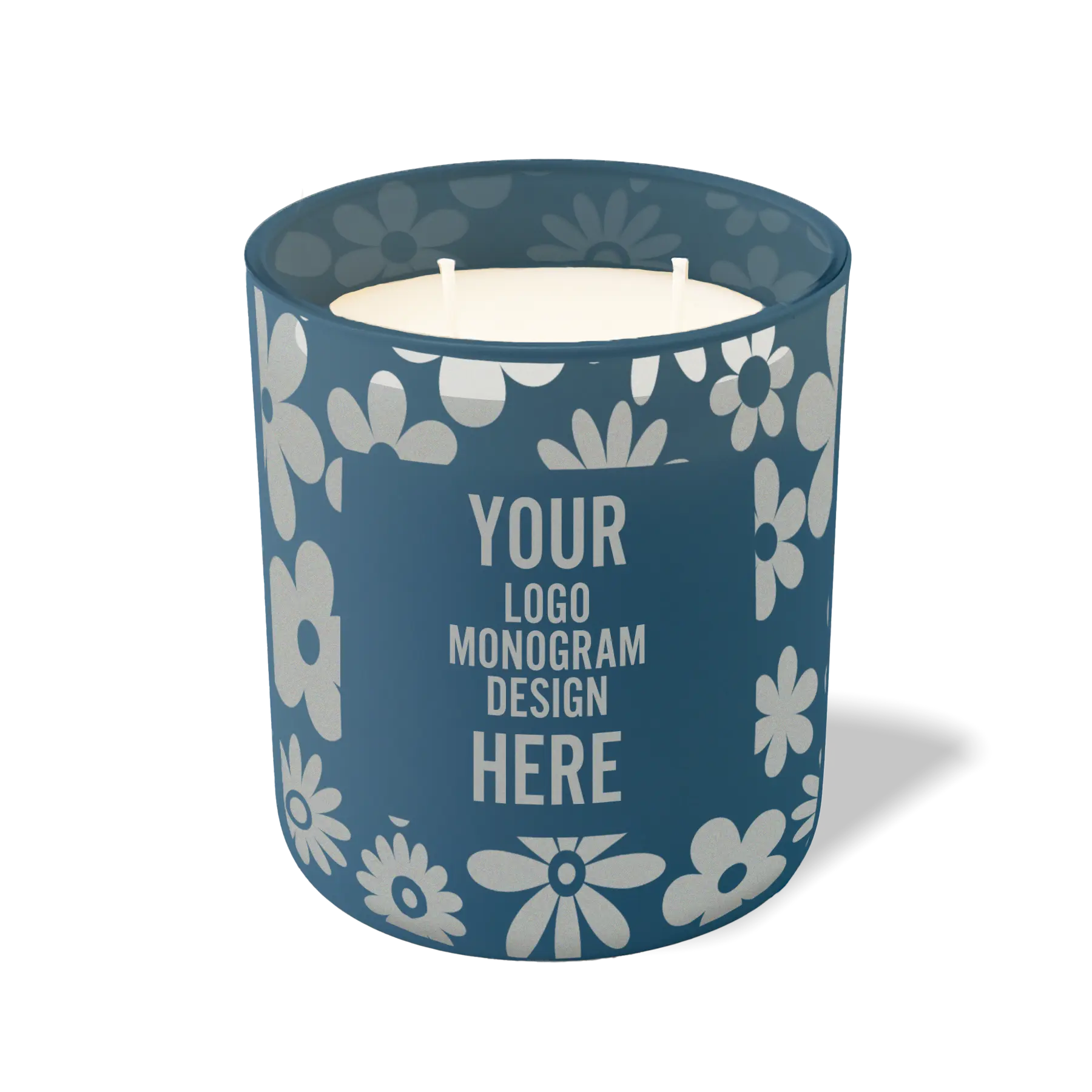 Customized cobalt, groovy pattern Wild Journey 12 oz Studio luxury candle with laser etched logo or design