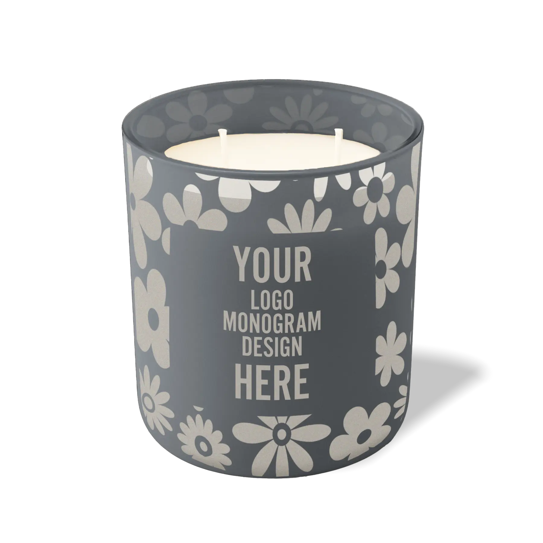 Customized graphite, groovy pattern Wild Journey 12 oz Studio luxury candle with laser etched logo or design