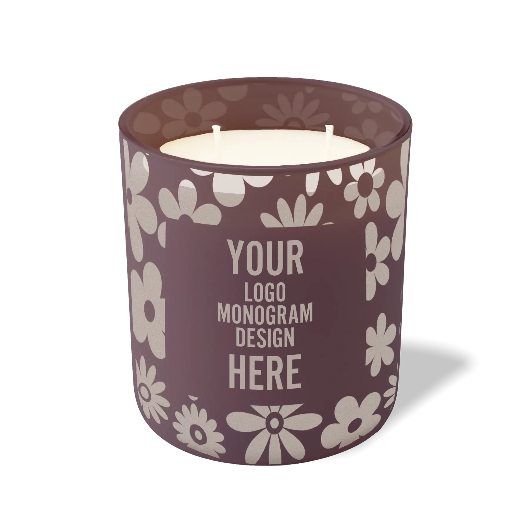 Customized velvet plum, groovy pattern Wild Journey 12 oz Studio luxury candle with laser etched logo or design