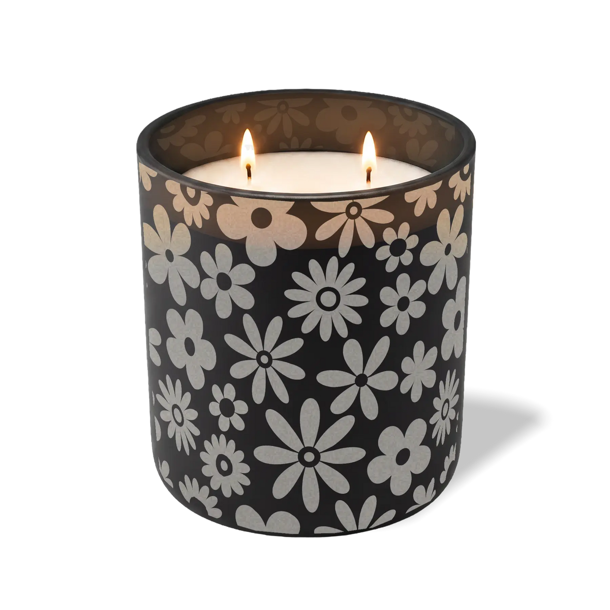 Customized black, groovy pattern Wild Journey 12 oz Studio luxury candle with laser etched logo or design