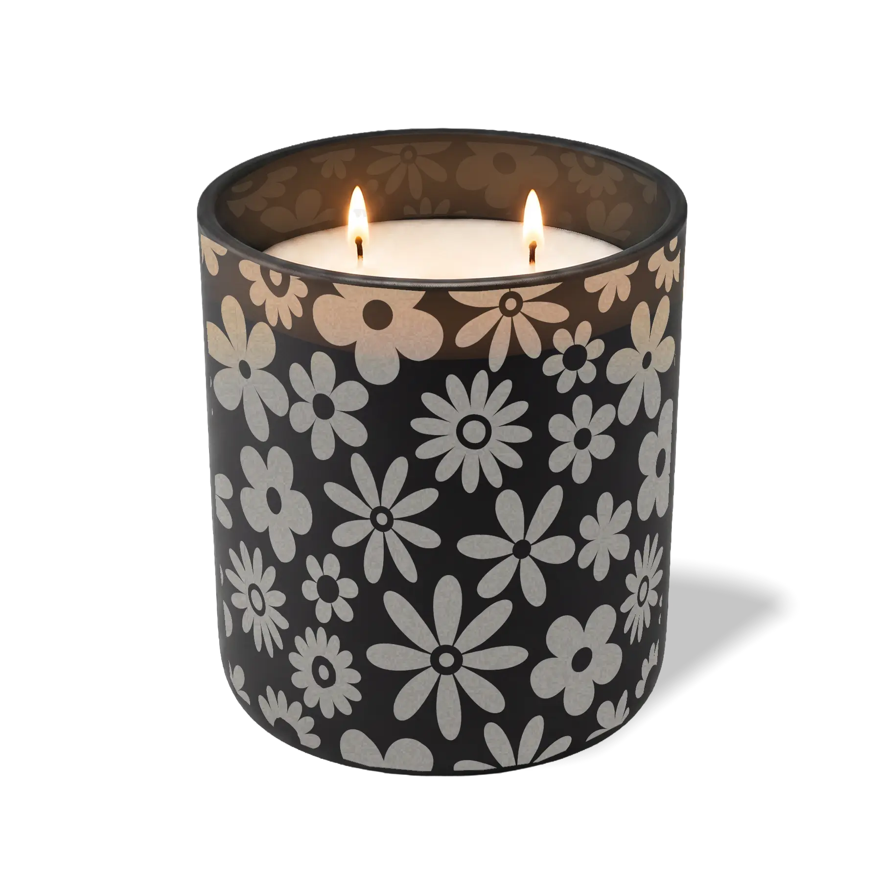 Customized black, groovy pattern Wild Journey 12 oz Studio luxury candle with laser etched logo or design