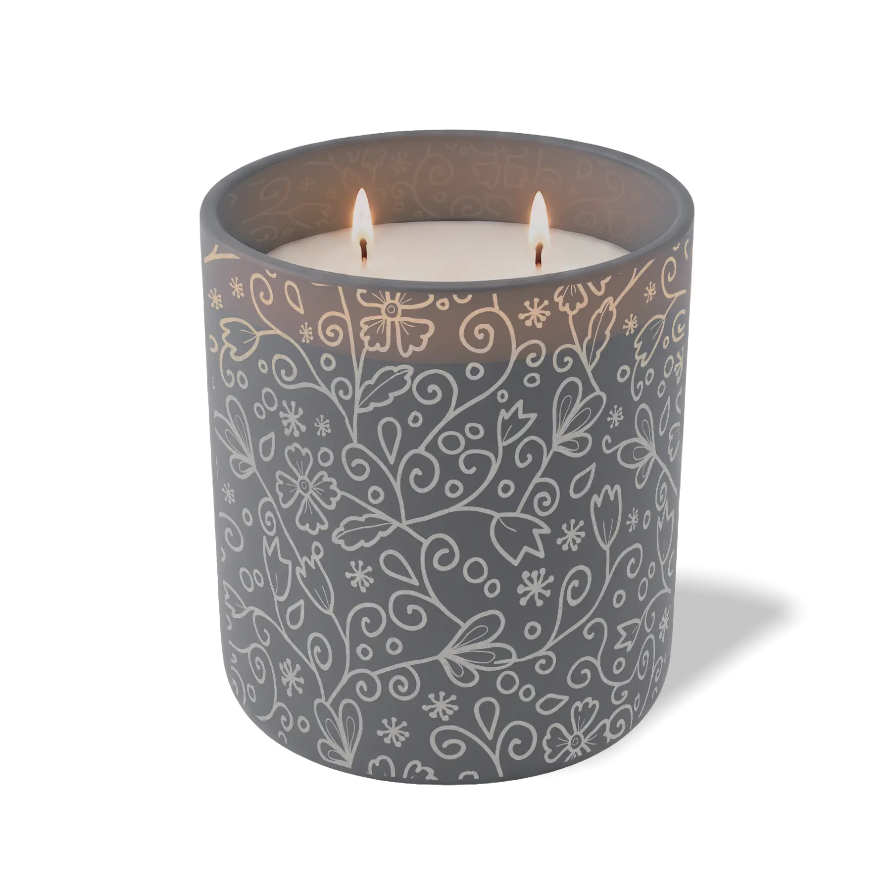 Customized graphite, paisley pattern Wild Journey 12 oz Studio luxury candle with laser etched logo or design