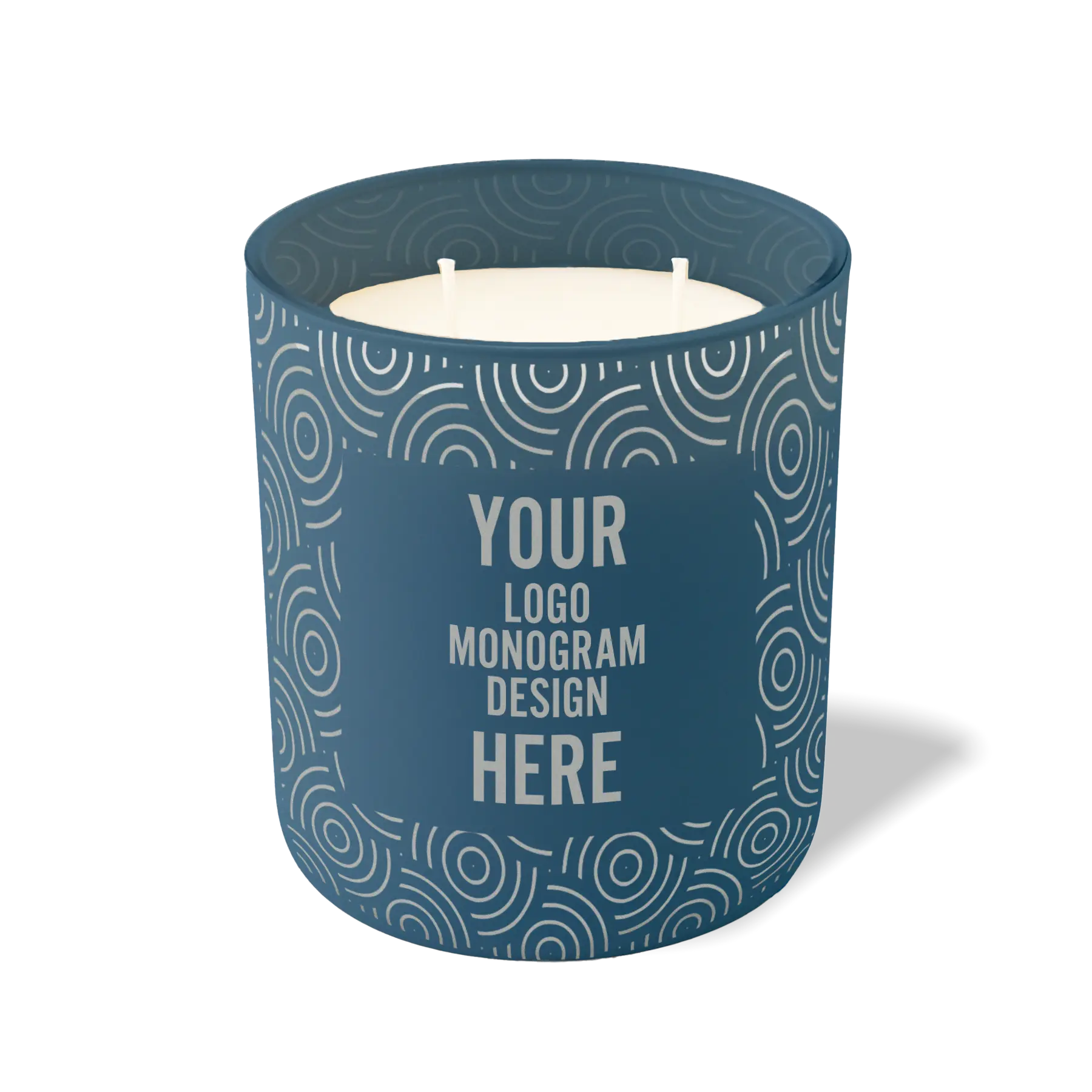 Customized cobalt, finyl pattern Wild Journey 12 oz Studio luxury candle with laser etched logo or design