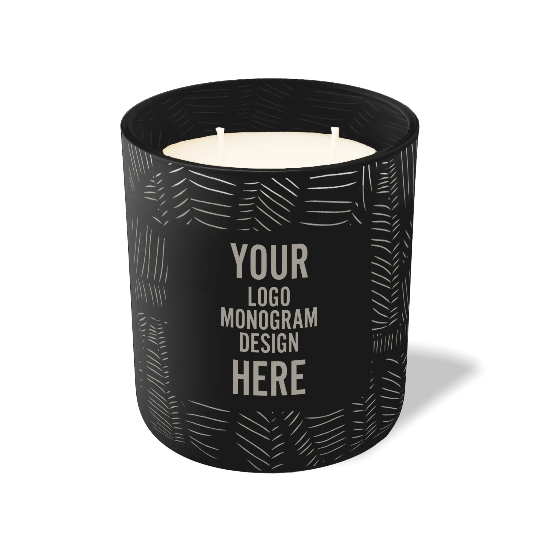 Customized black, scratch pattern Wild Journey 12 oz Studio luxury candle with laser etched logo or design