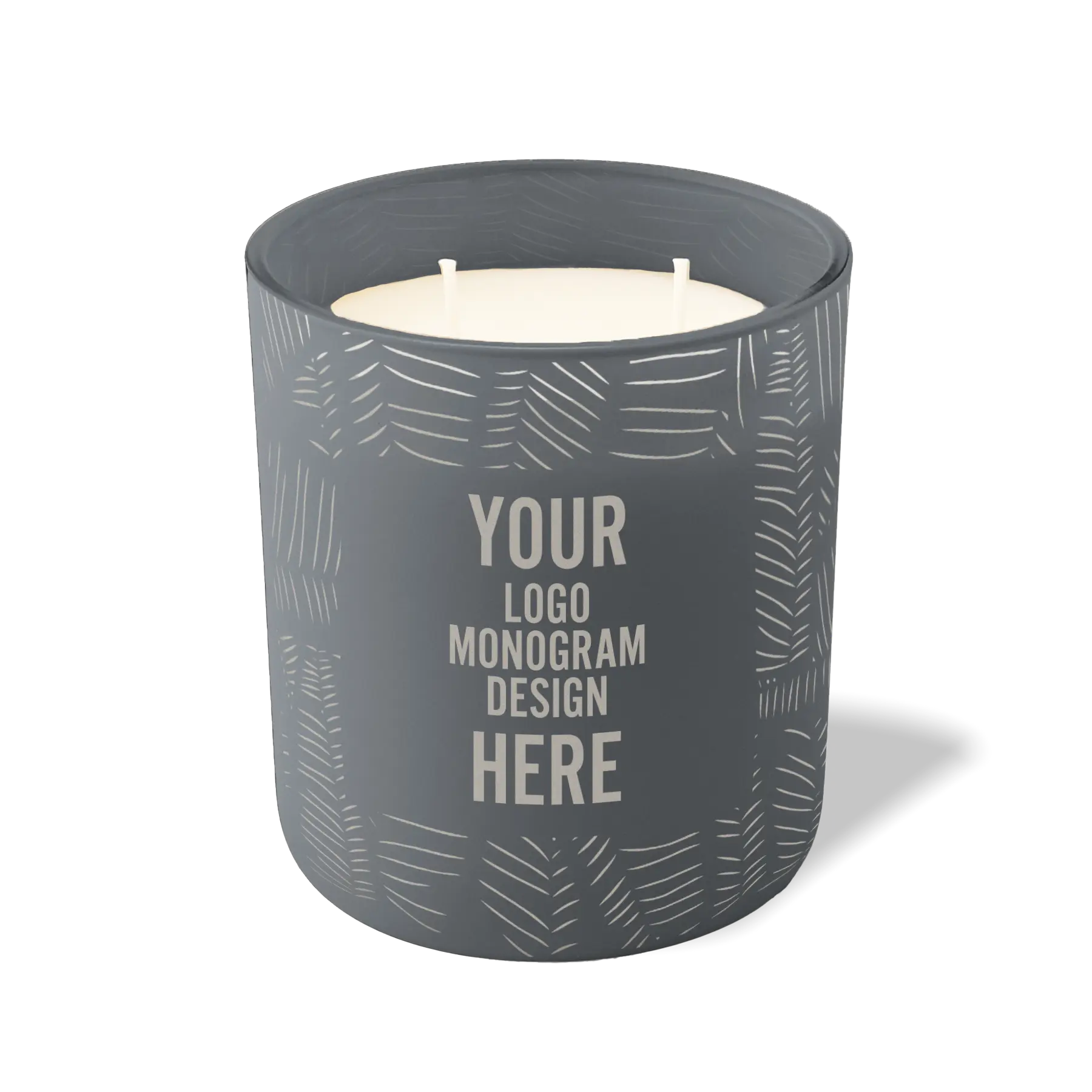 Customized graphite, scratch pattern Wild Journey 12 oz Studio luxury candle with laser etched logo or design
