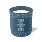 Customized cobalt, lotus pattern Wild Journey 12 oz Studio luxury candle with laser etched logo or design