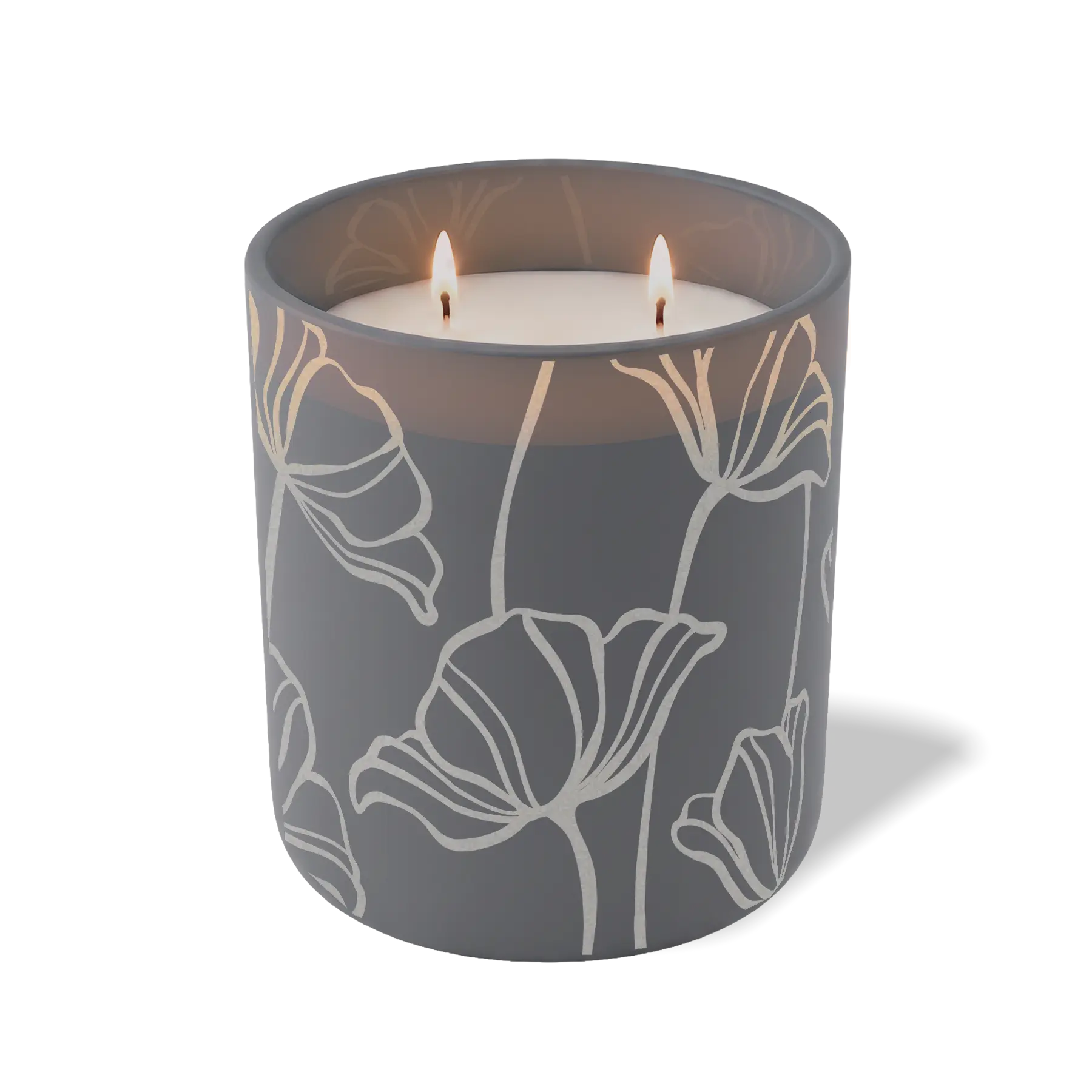 Customized graphite, oversized flower pattern Wild Journey 12 oz Studio luxury candle with laser etched logo or design