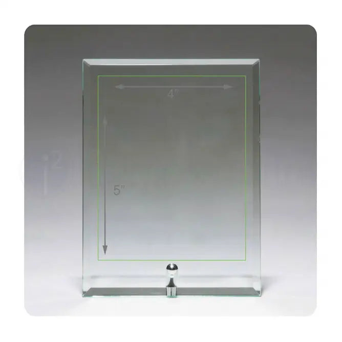 g2835 clear glass award with silver easel imprint area