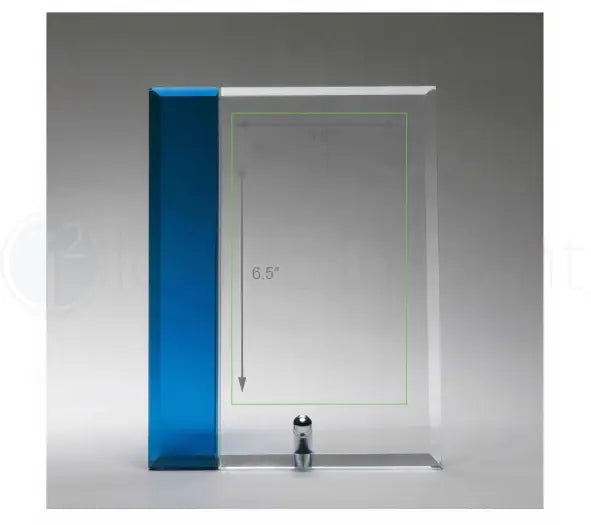 g2879 clear glass with sapphire easel award imprint area