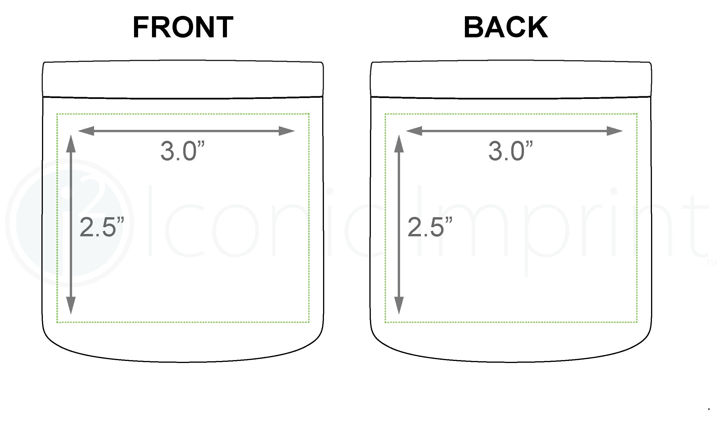 h2go 12 oz Lowball Imprint Area