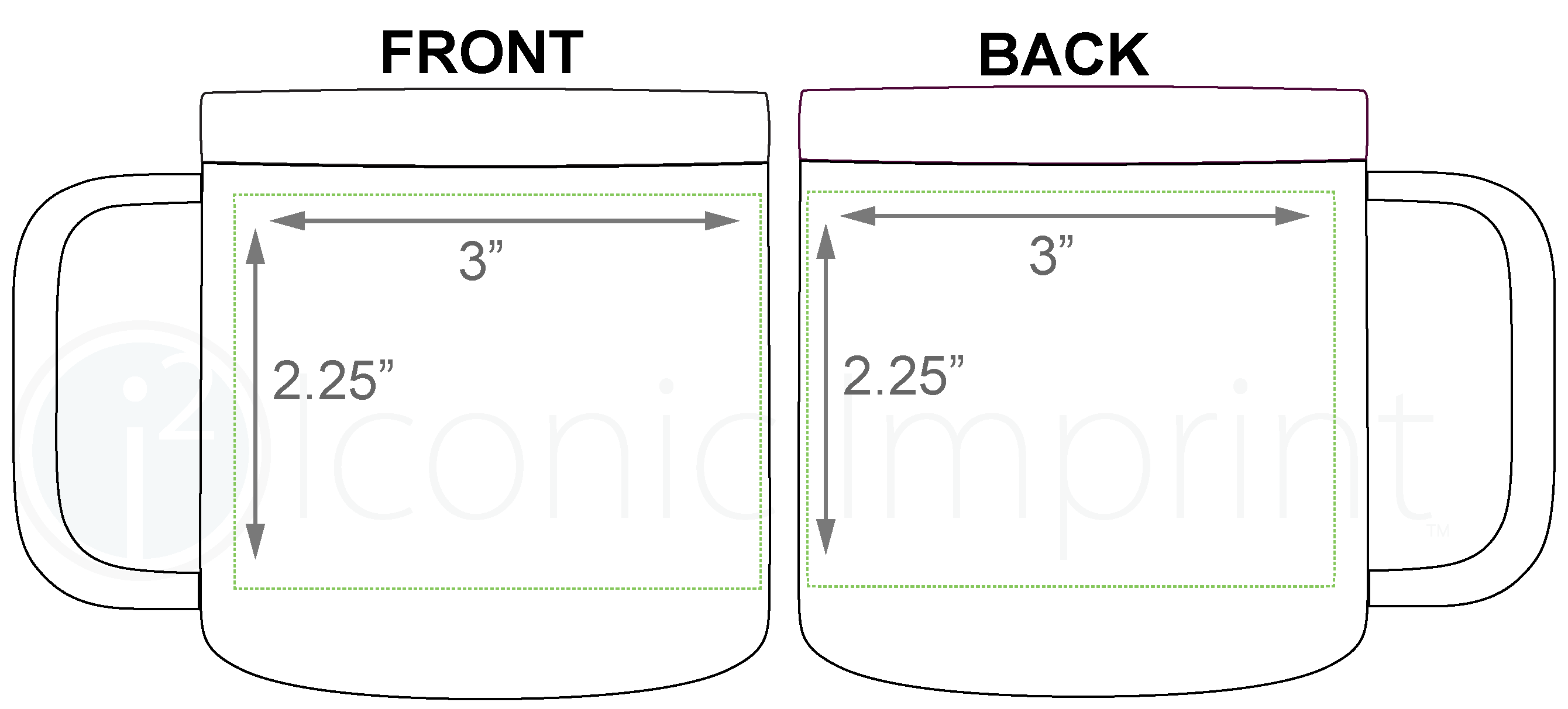 h2go 12 oz Mug Imprint Area