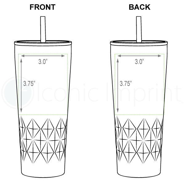 h2go 20 oz Triad Tumbler Imprint Area