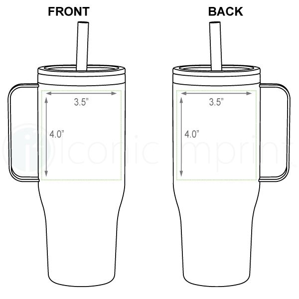 h2go 40 oz Denali Tumbler Imprint Area