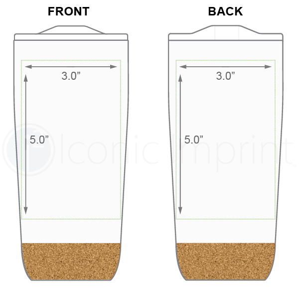 h2go 20 oz Austin Tumbler Imprint Area