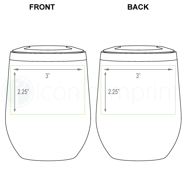 h2go 12 oz Cece Wine Tumbler Imprint Area