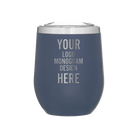 Custom etched navy h2go Cece 12 oz wine tumbler with personalized logo or design