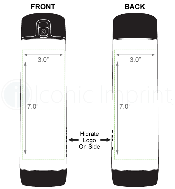 Hidrate 21 oz Smart Water Bottle Imprint Area