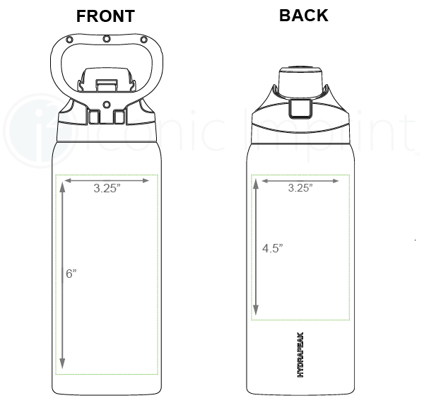 Hydrapeak 32 oz Oasis Waster Bottle Imprint Area