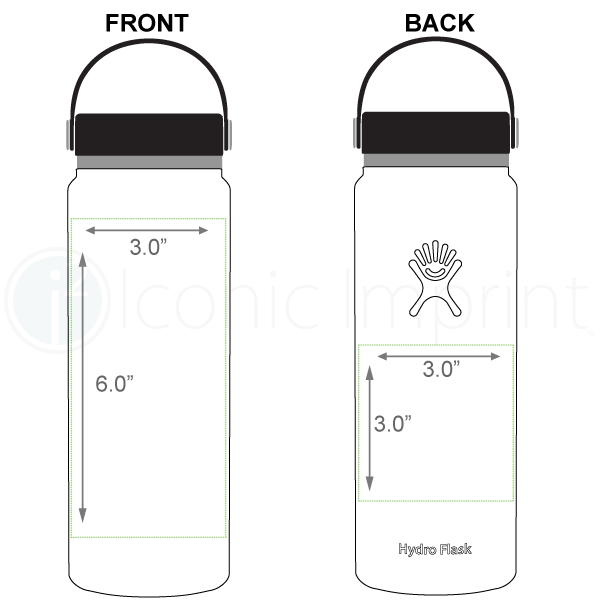 Hydro Flask 20 oz Wide Mouth Bottle Imprint Area