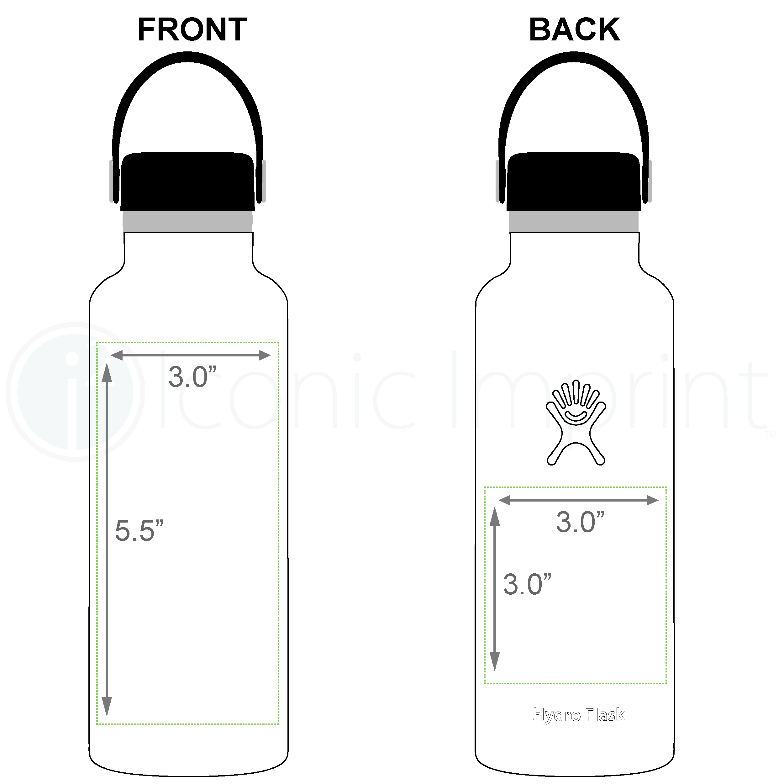 Hydro Flask 21 oz Standard Bottle Imprint Area