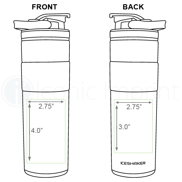 Ice Shaker 20 oz Shaker Bottle Imprint Area