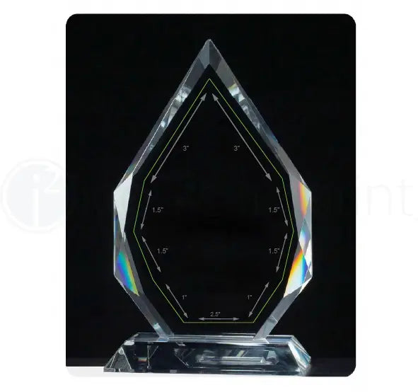 k9046 flame series multi-faceted optical crystal award imprint area