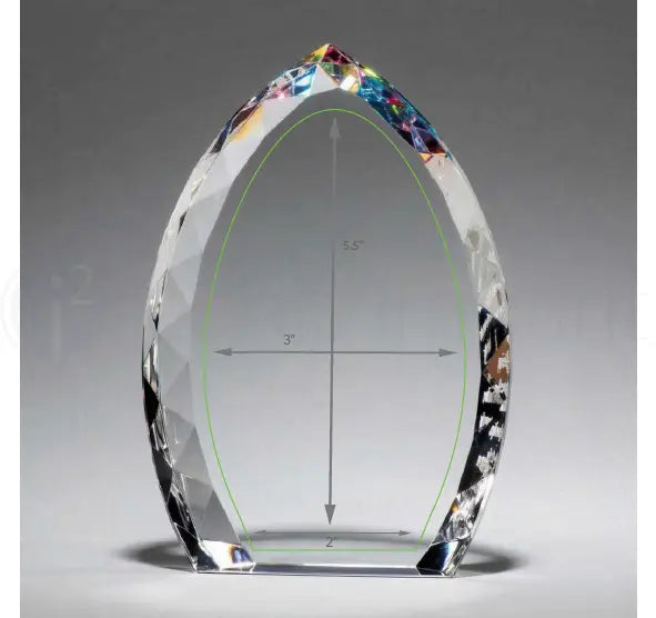 k9195 tapered crystal flame jeweled edge prism award imprint area