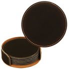 Leatherette Coaster Set Black Gold