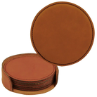 Leatherette Coaster Set Rawhide