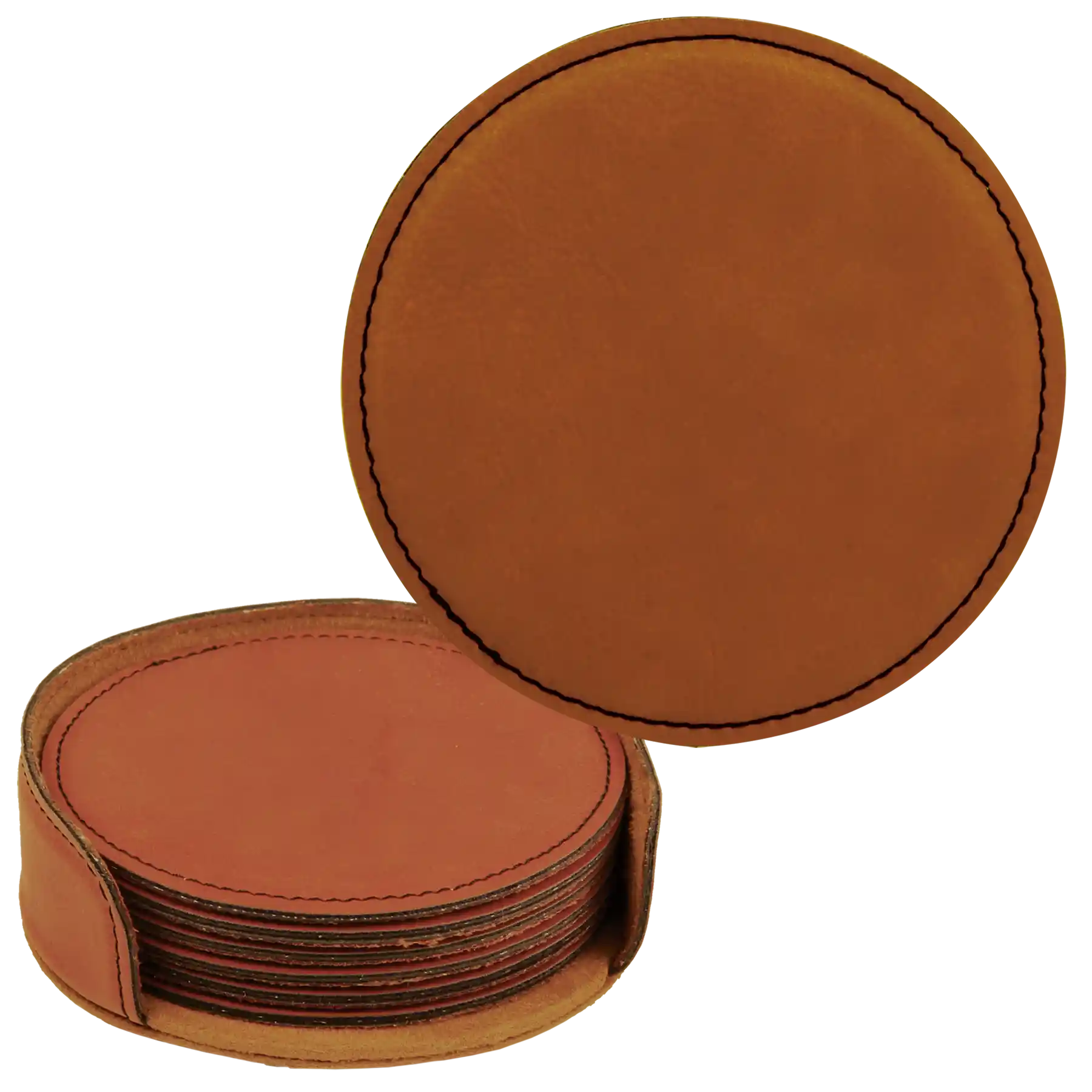 Leatherette Coaster Set Rawhide