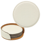 Leatherette Coaster Set White
