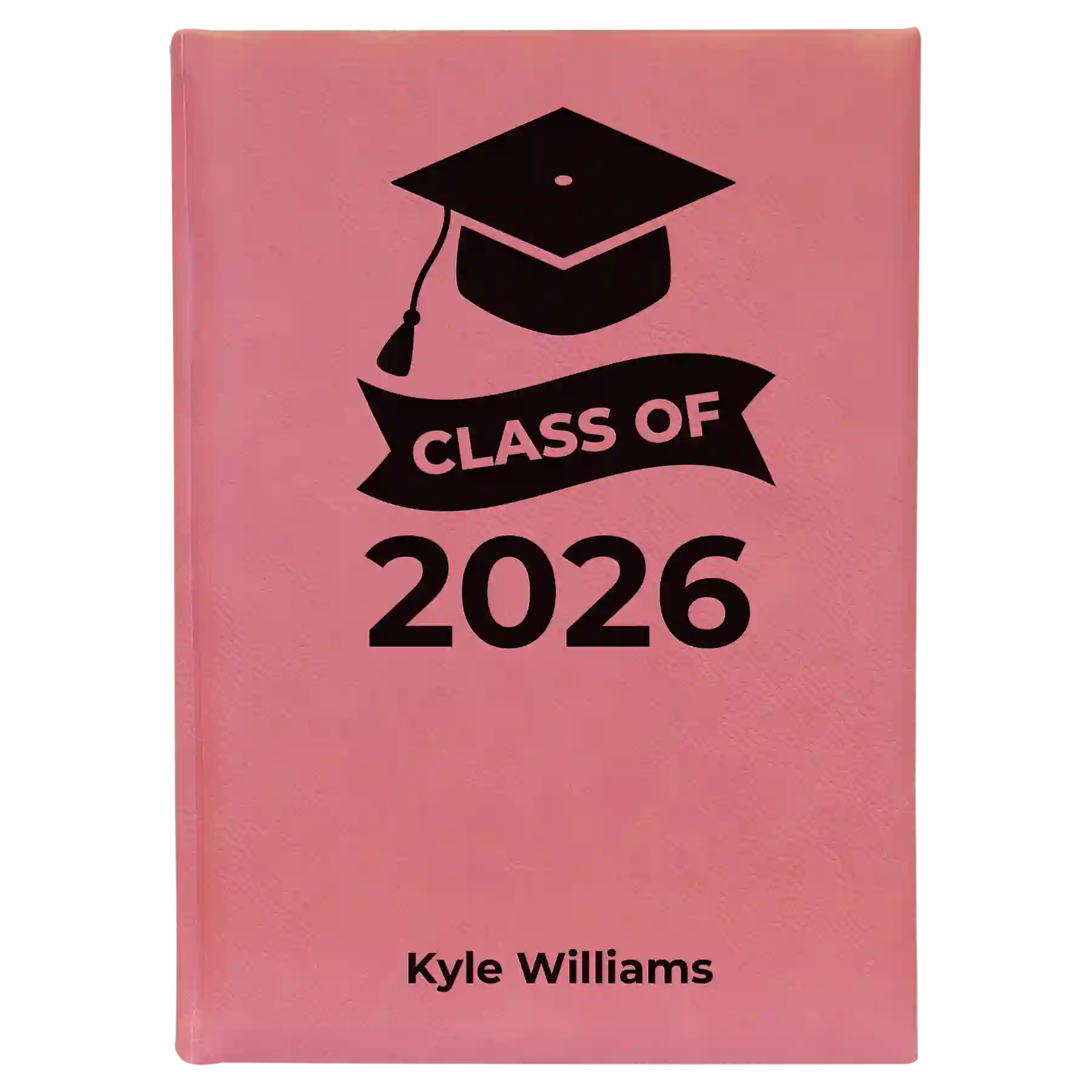 Large pink leatherette journal laser etched with 'Class of V2' design