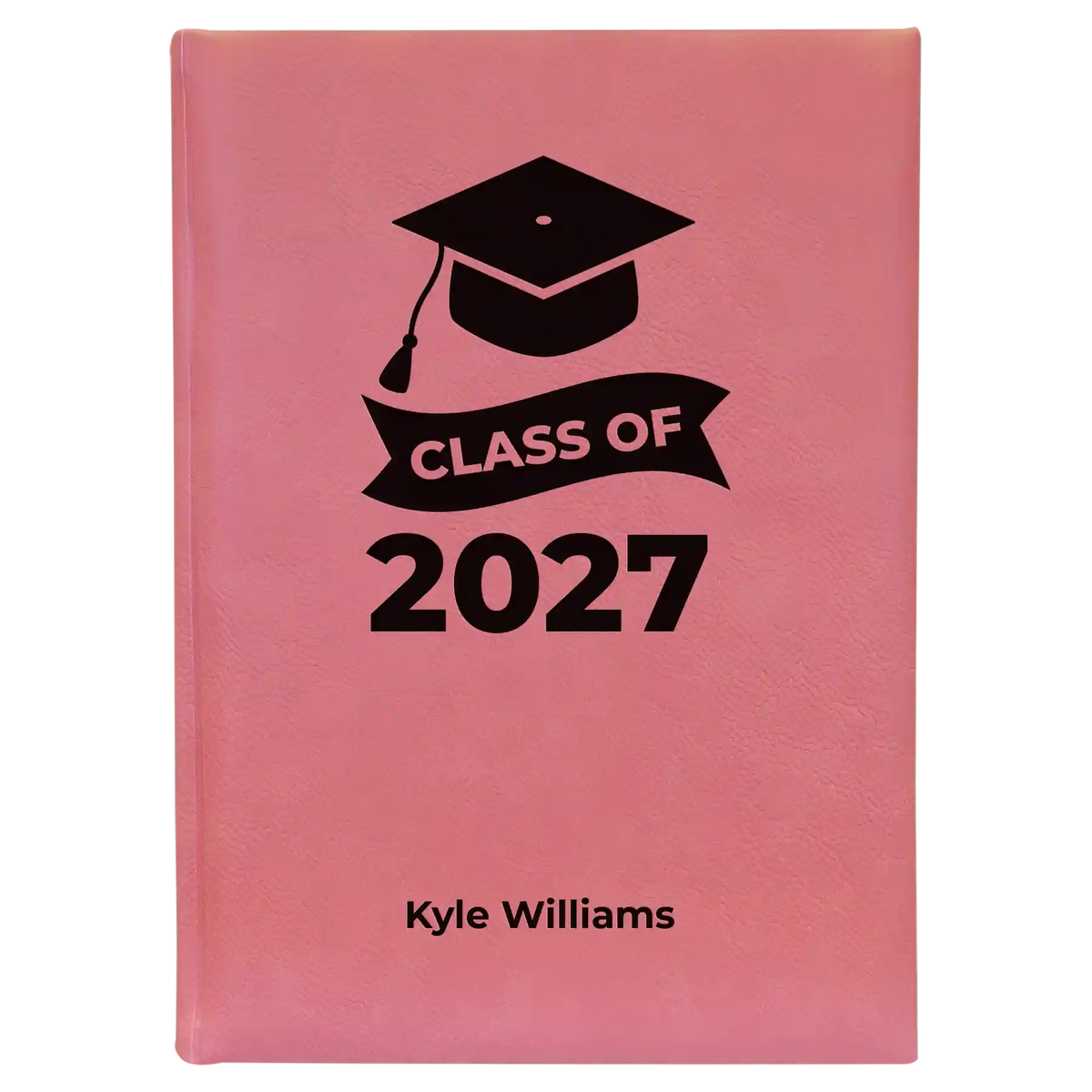 Large pink leatherette sketch book laser etched with 'Class of V2' design