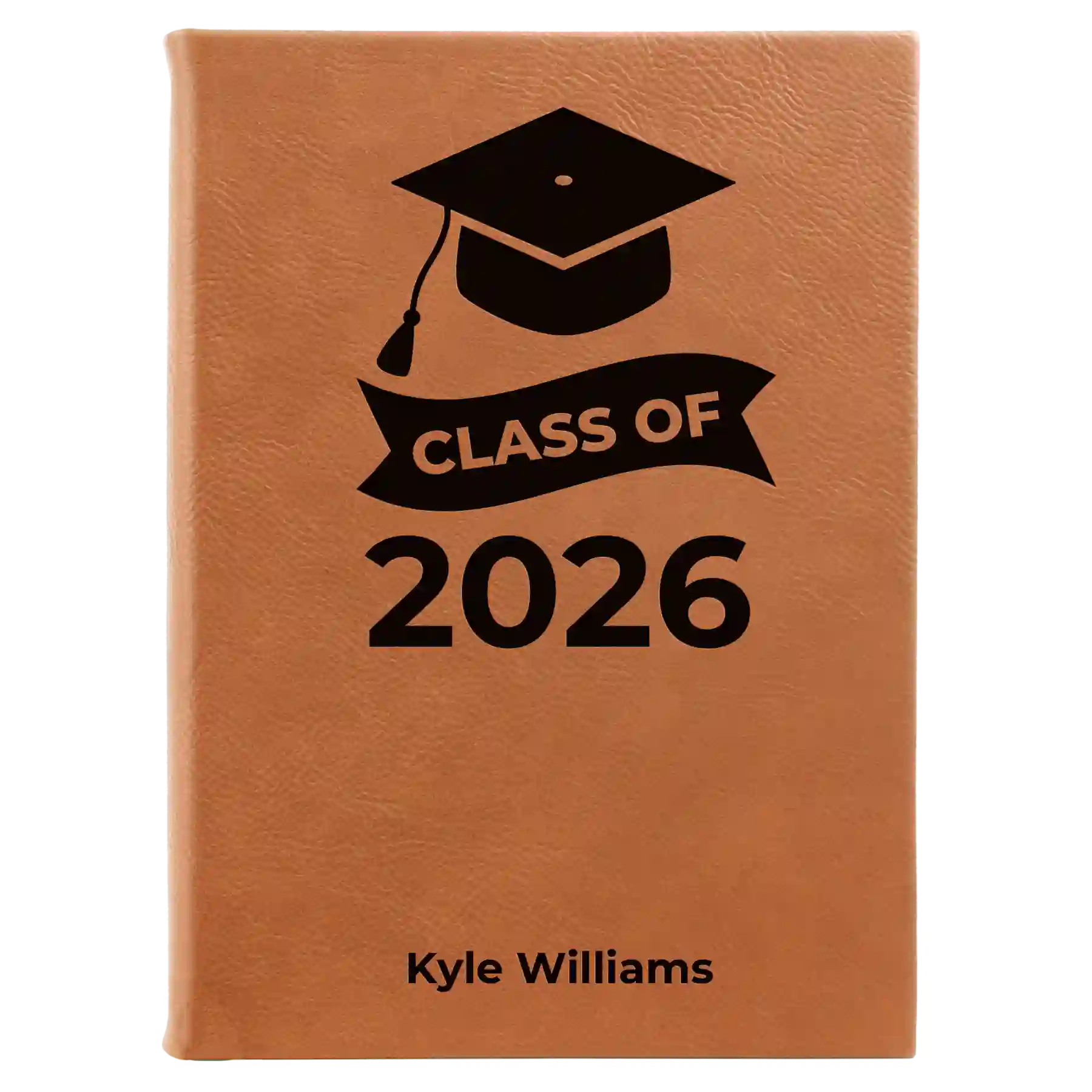 Large rawhide leatherette journal laser etched with 'Class of V2' design