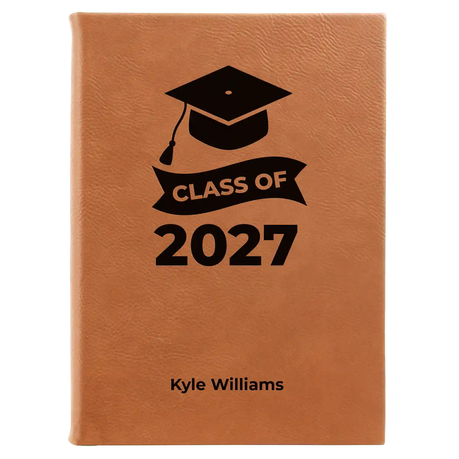 Large rawhide leatherette sketch book laser etched with 'Class of V2' design