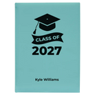 Large teal leatherette sketch book laser etched with 'Class of V2' design