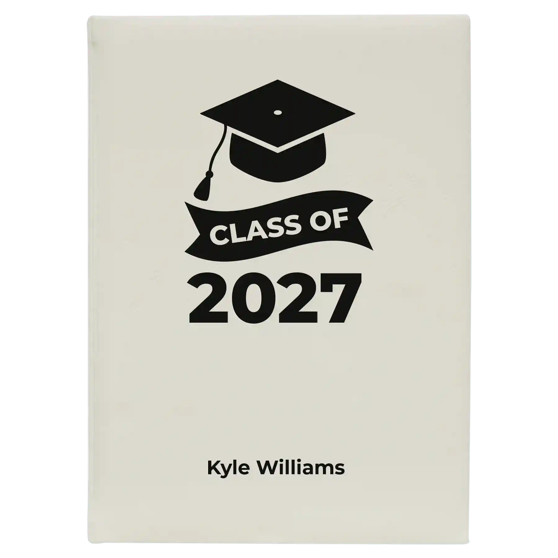 Large white leatherette journal laser etched with 'Class of V2' design