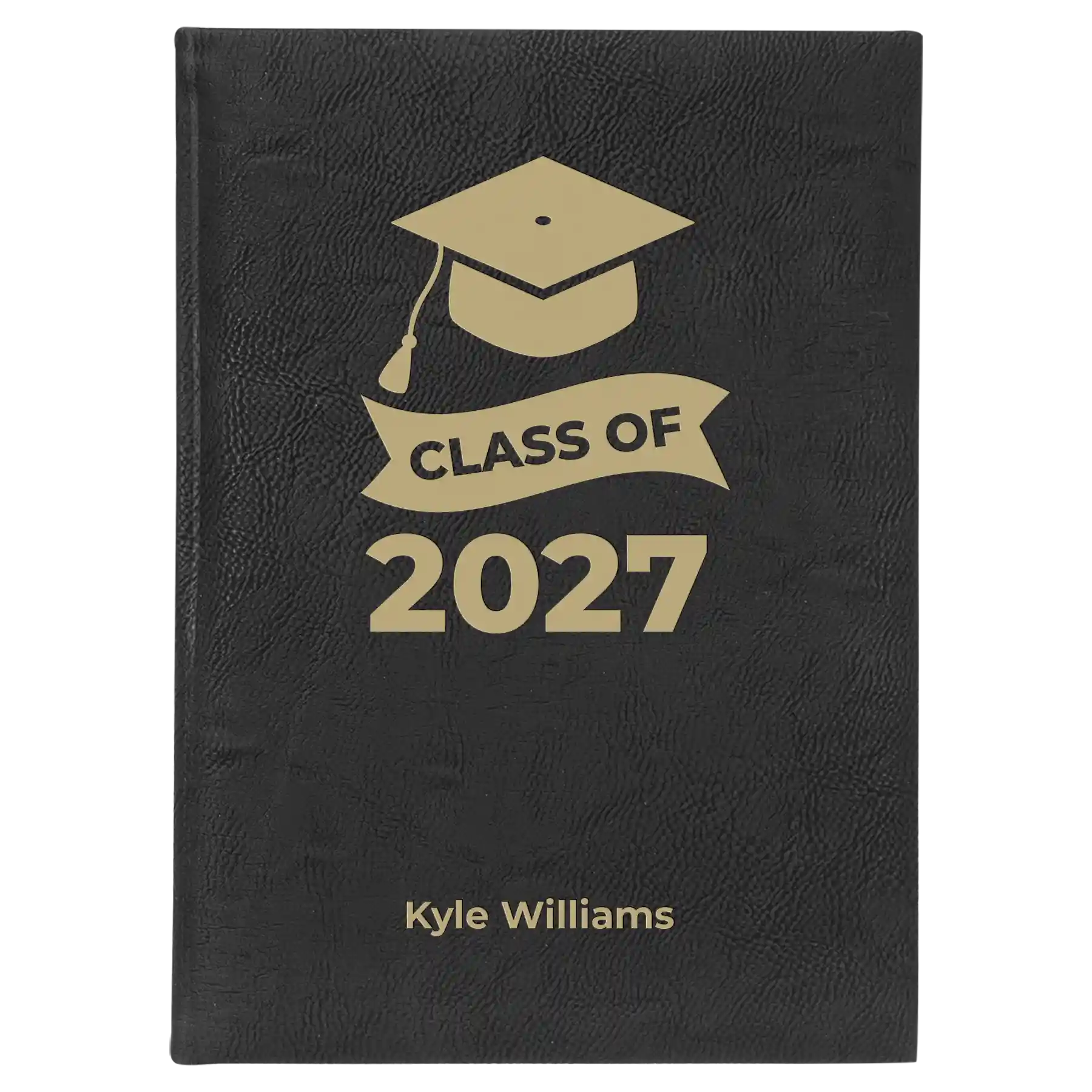 Large black/gold leatherette sketch book laser etched with 'Class of V2' design