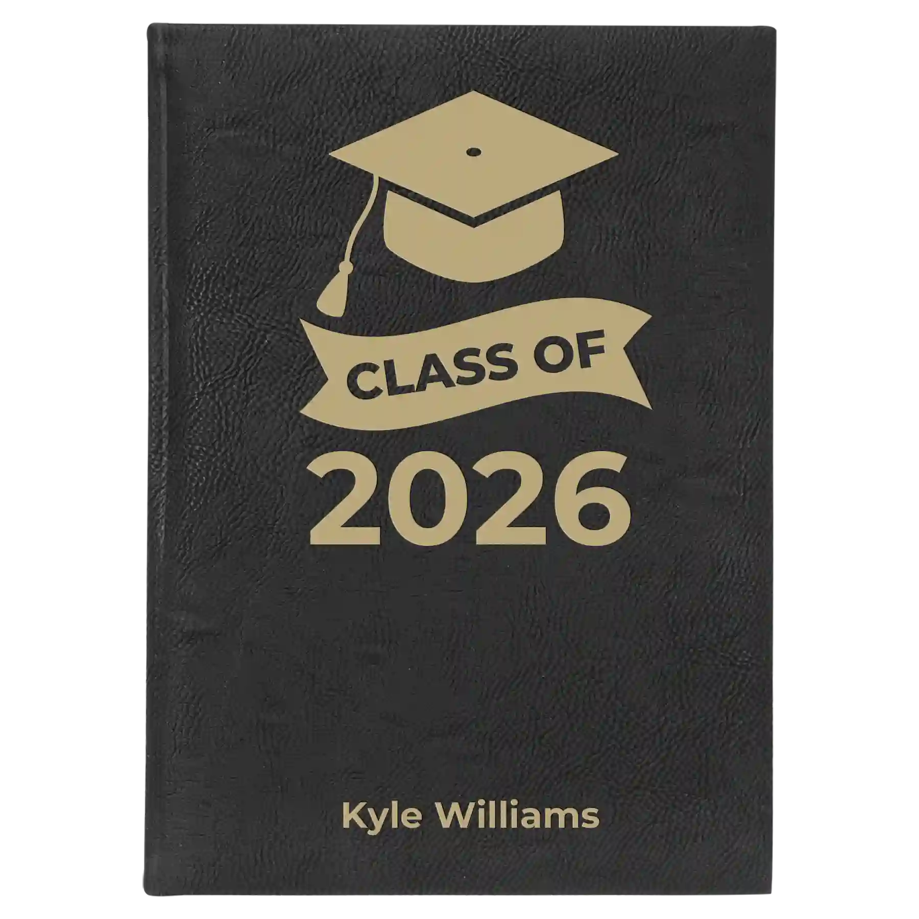 Large black/gold leatherette sketch book laser etched with 'Class of V2' design