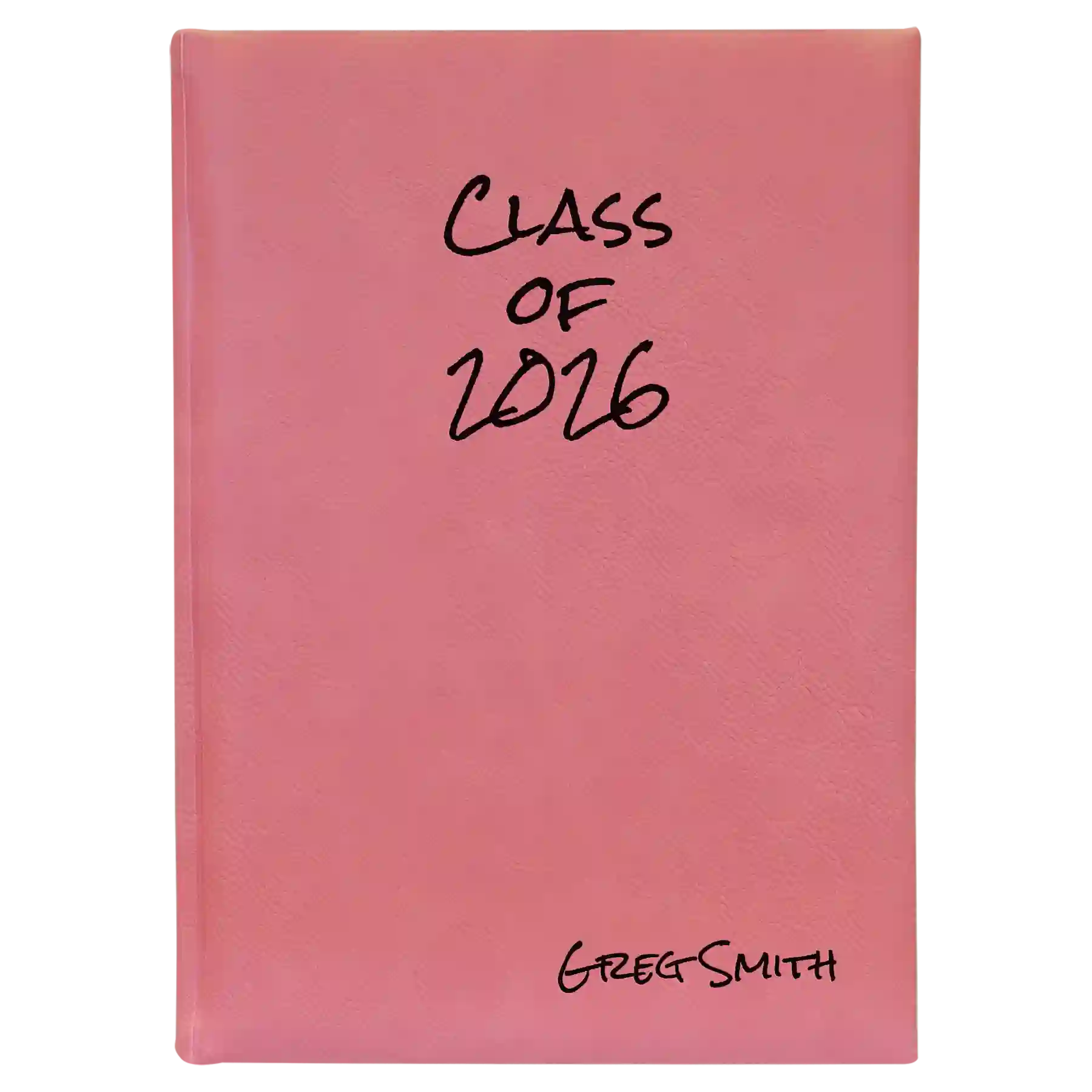 Large pink leatherette journal laser etched with 'Class of' design