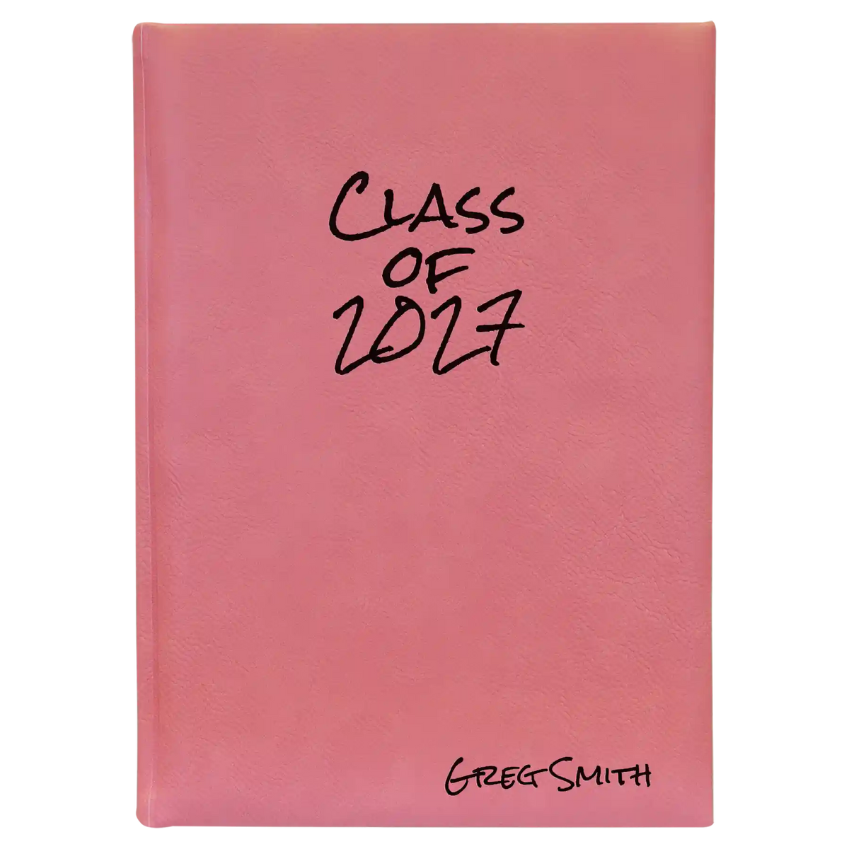 Large pink leatherette sketch book laser etched with 'Class of' design