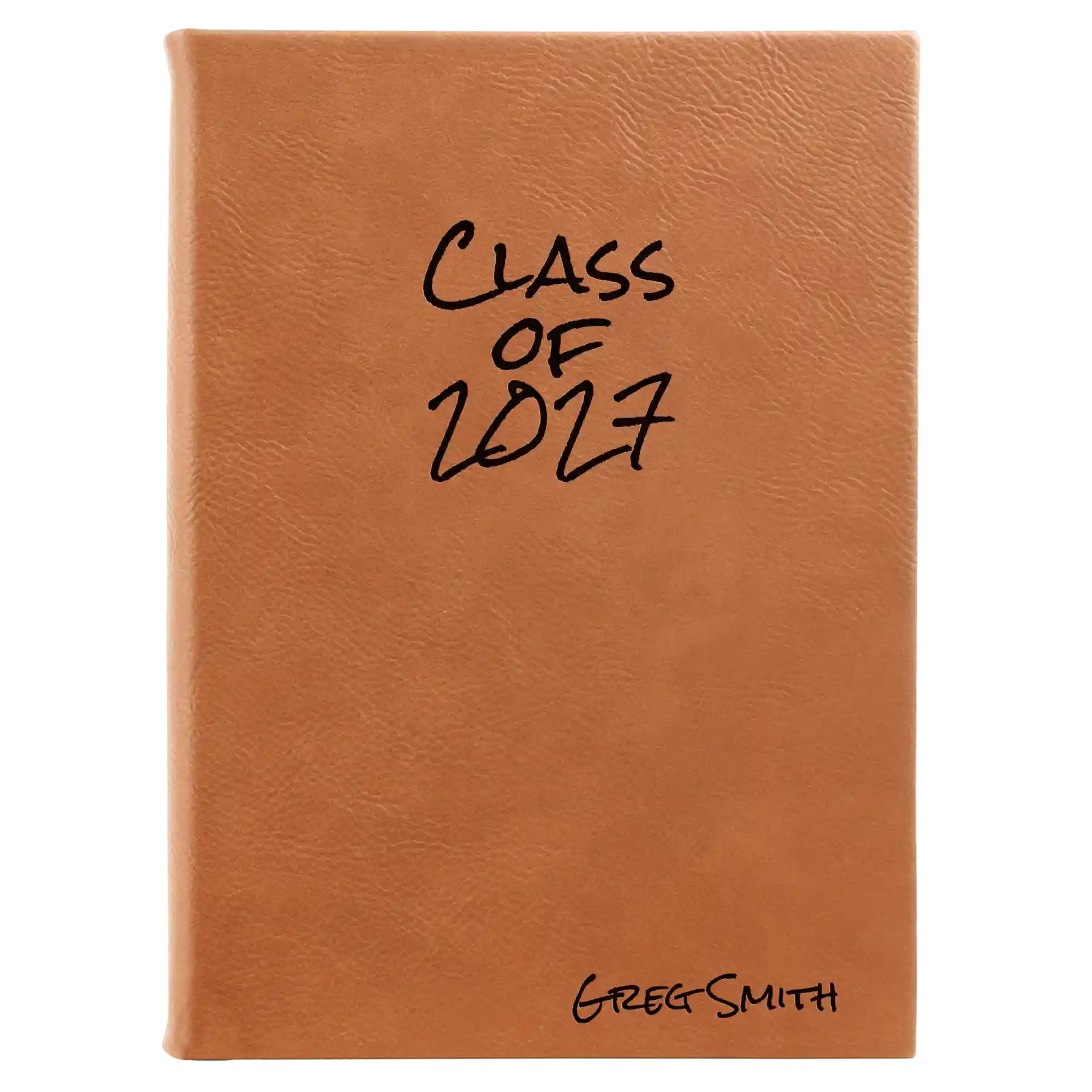 Large rawhide leatherette sketch book laser etched with 'Class of' design